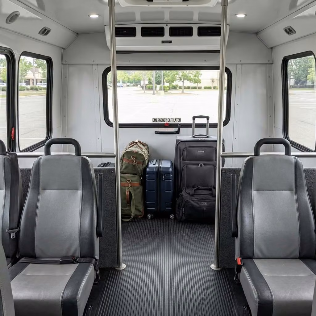 goshen 28 passenger minibus luggage area