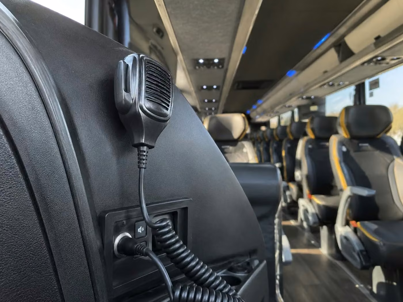 goshen 56 passenger charter bus pa system