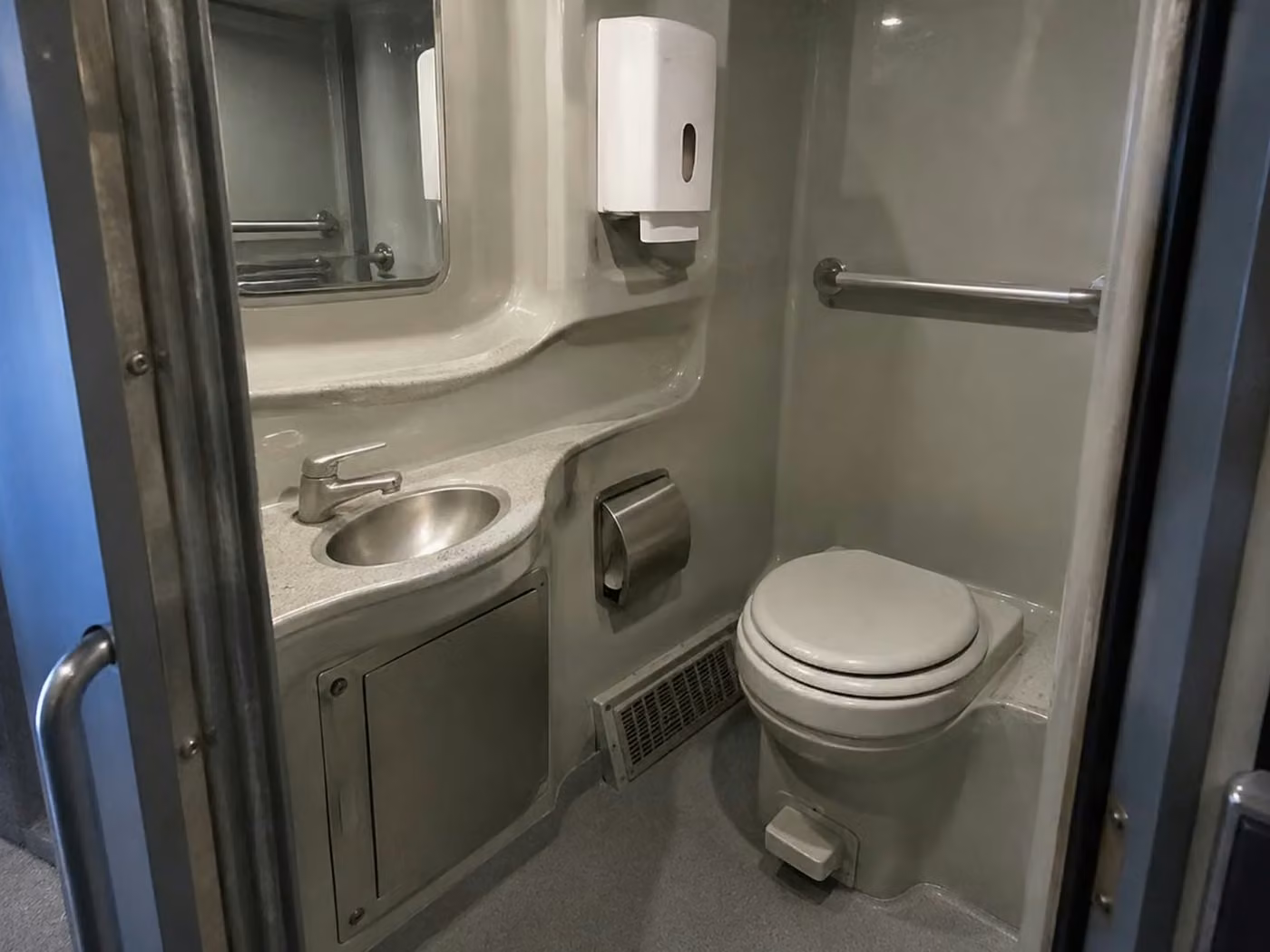 goshen charter bus onboard restroom