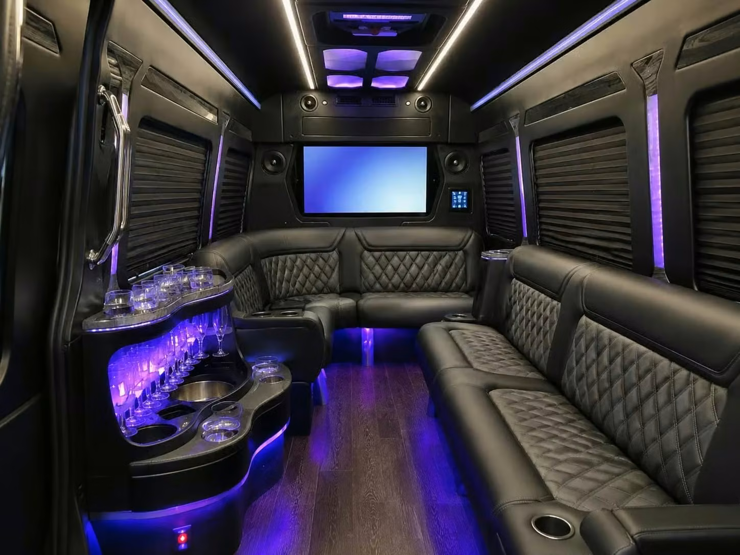 goshen party bus smart tvs