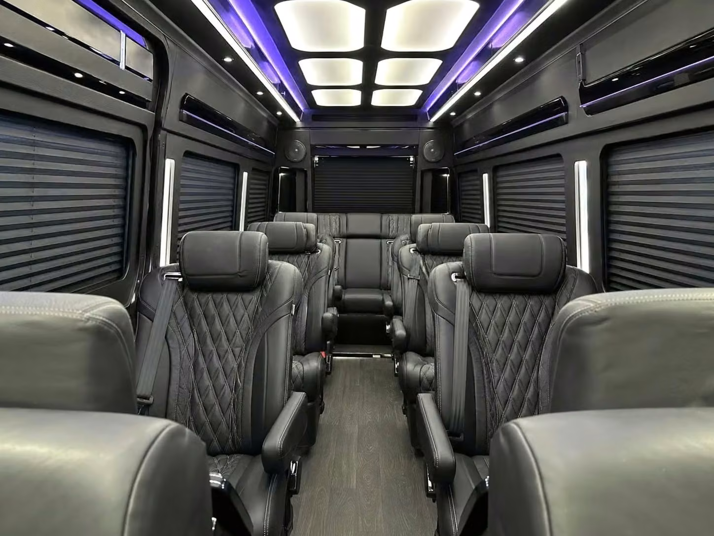 goshen sprinter van rental with driver reclining seats