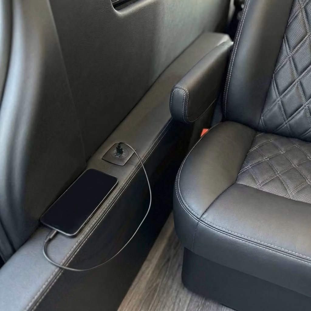 goshen sprinter van rental with driver usb charging